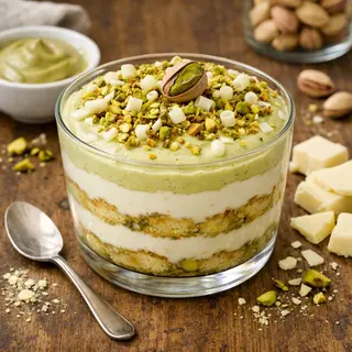 Tiramisù pistacchio e cioccolato bianco