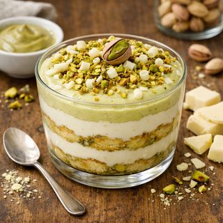 Tiramisù pistacchio e cioccolato bianco