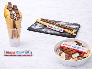 Combo kinder Maxi con bubble waffle, Mini Pancake e crepes roll