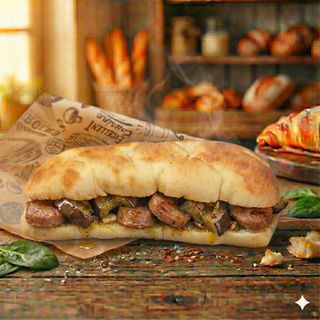 Panino Salsiccia & melanzane sott'olio