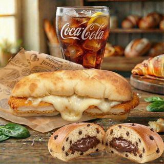 Panino Cotoletta & Mozzarella + pangocciolo nutella + coca-cola