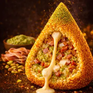 Arancino Pistacchio, speck e mozzarella
