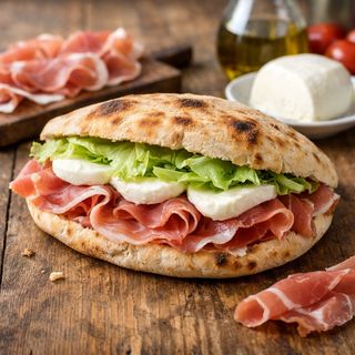 Puccia Crudo di Parma e mozzarella