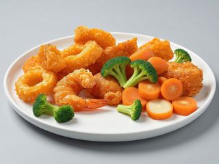 Misto di pesce fritto e verdure pastellato