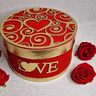 Box colazione  Love tonda con ritagli oro