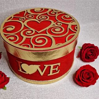 Box colazione  Love tonda con ritagli oro