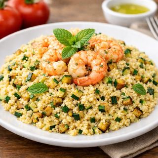 Couscous con zucchine e gamberi