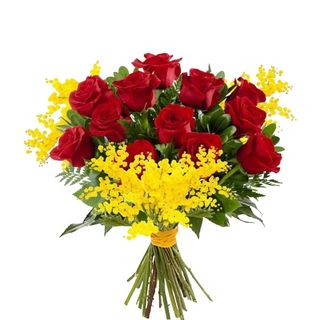 Bouquet di Rose e Mimosa