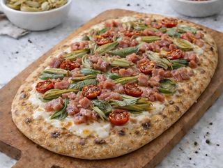 Pancetta, carciofi e pachino