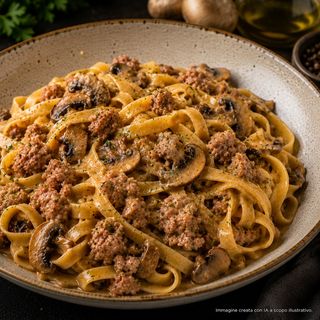 Tagliatelle ai Funghi e Salsiccia