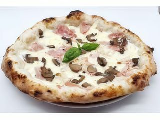 Bianca con panna, prosciutto e funghi