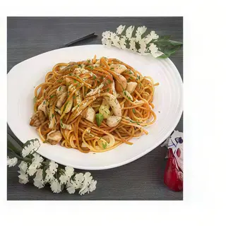 P2. Spaghetti saltati con maiale e verdure