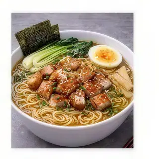 P24. Ramen in brodo agropiccante con maiale