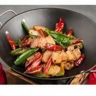 Pancetta saltato al piccante con le verdure