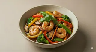 Gamberi con verdure