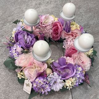 Centrotavola Glicine Fiori di Lena con candele
