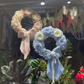 Dietro/Sopra porta Rosa fiori di Lena celeste polvere