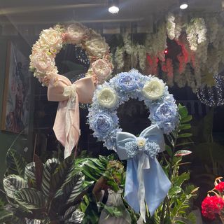 Dietro/Sopra porta Rosa fiori di Lena celeste polvere