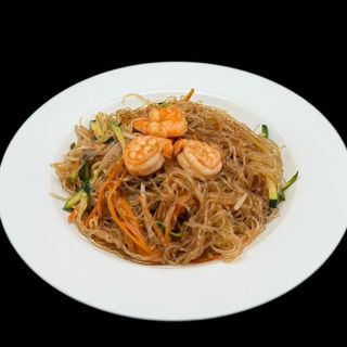 210.SPAGHETTI DI SOIA CON GAMBERI