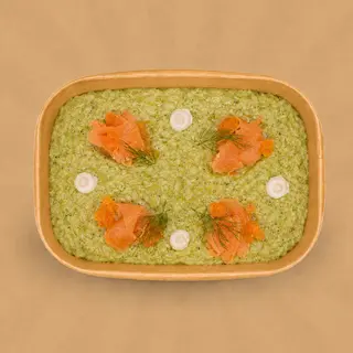 Risotto con zucchine, Philadelphia e salmone rosso selvatico