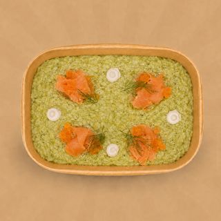 Risotto con zucchine, Philadelphia e salmone rosso selvatico