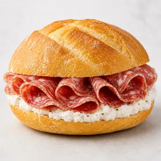 Rosetta con Ricotta di Bufala salame Napoli e Pepe