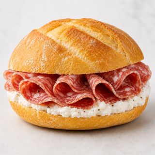 Rosetta con Ricotta di Bufala salame Napoli e Pepe