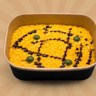 Risotto al melone, con pesto di salvia e glassa di balsamico