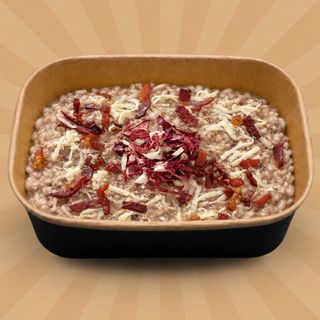Risotto con radicchio, speck e scamorza affumicata