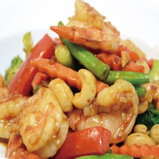 Gamberi con anacardi e piccante