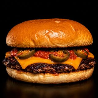 Spicy Smash - Single smash, cheddar, jalapenos, salsa harissa
