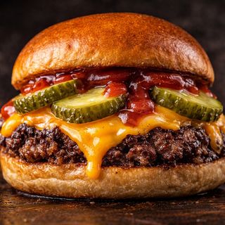 CheeSmash - Single smash, cheddar, cetrioli e ketchup