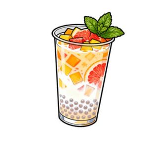 21. Bubble tea con frutta fresca con Fragola, pesca e crema di formaggio