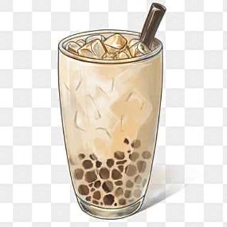 8. Mango milk tea con tapioca
