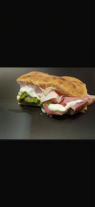 37 Prosciutto cotto pernigotti pesto artigianale toa imbandia e stracciata di burrata