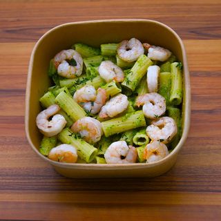 Pasta con crema di zucchine e mazzacolle cotte al forno M