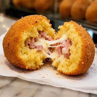 Arancina prosciutto e mozzarella