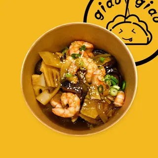 125. Gamberetti bambu e funghi