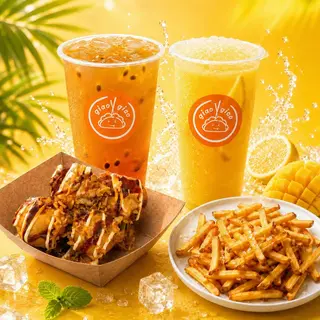 Menù Estate Takoyaki, Patatine fritte e 2 Bubble Tea a scelta