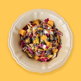 Radicchio, zucca candita, uvetta e castagne