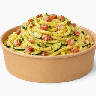 Tonnarelli con zucchine e speck