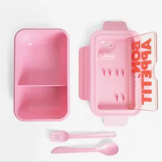 Tupper pranzo con posate - rosa