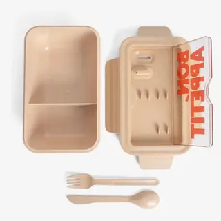 Tupper pranzo con posate - beige