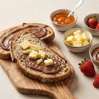 Pane, burro, marmellata e nutella