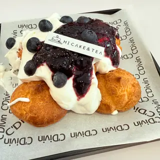 Box puff alla panna e mirtillo