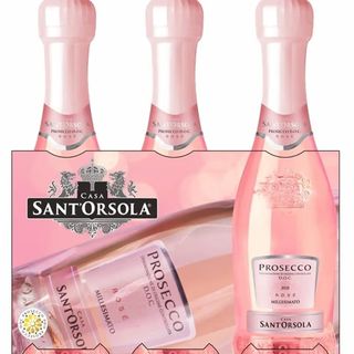 Sant'Orsola Prosecco D.O.C. Rosè Millesimato Extra Dry, Mini Bottles of Glera Grapes and Pinot Noir, 3 x 200 ml