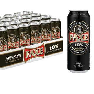 Faxe - 24 Cans of 50 cl Strong Double Malt Beer, Alcohol Content 10°C, Strong Lager with Fruity and Malt Fragrance, No Additives and Alcohol Added