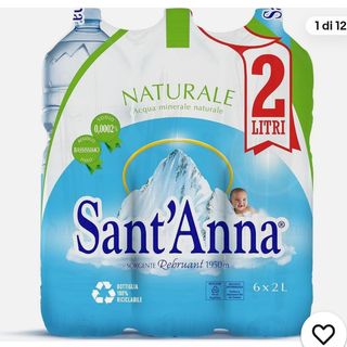 Acqua Sant’Anna Naturale 2L x6 Bottiglie Acqua Minerale Confezione