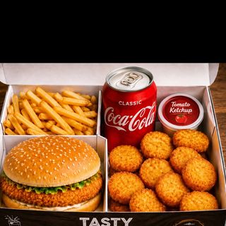 Combo chicken cutlet burger