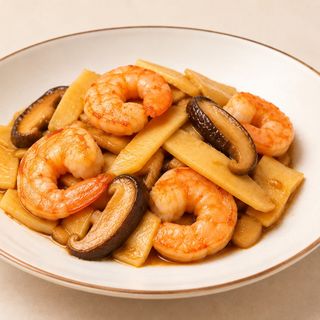 Gamberi bambù e funghi